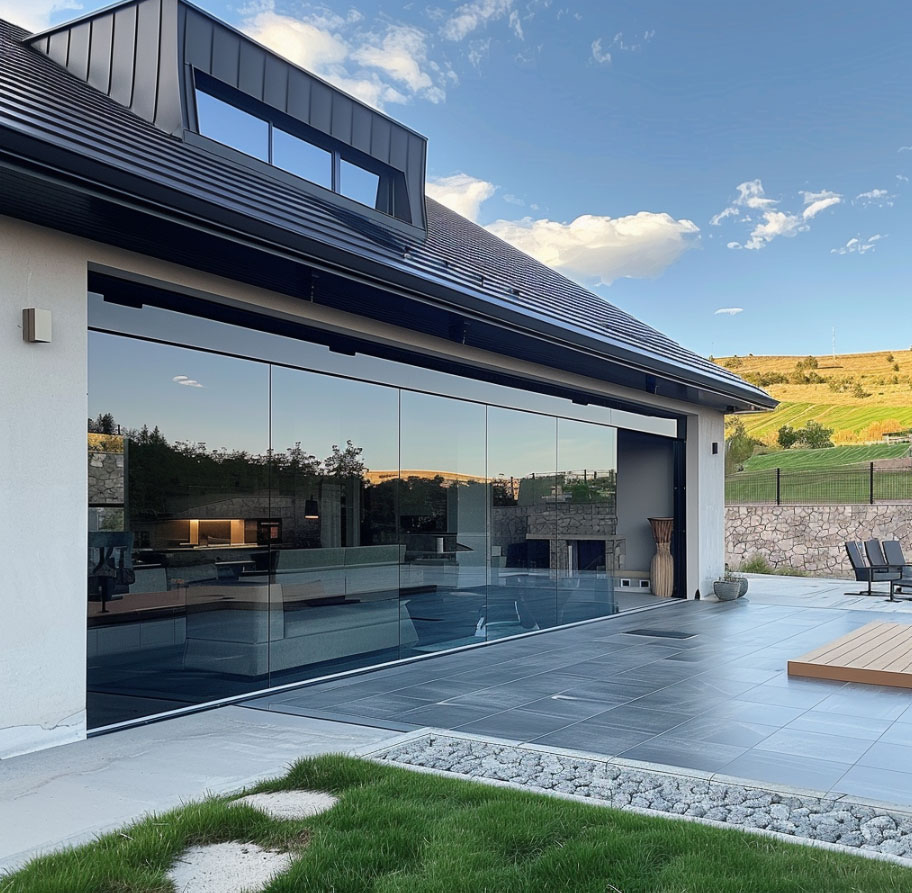 Seamless garage doors, Luxury mountain home, Draper, Utah residence, Modern garage door design, Custom garage doors, Oversized garage doors, Glass garage doors, Aluminum garage door frames, Panoramic mountain views, Rustic contemporary architecture, Draper luxury real estate, High-end home construction, Utah custom home builders, Upscale mountain living, Glass and stone exterior, Indoor-outdoor living spaces, Utah mountain vistas, Sleek garage door installation, Energy-efficient garage doors, Secure garage entry